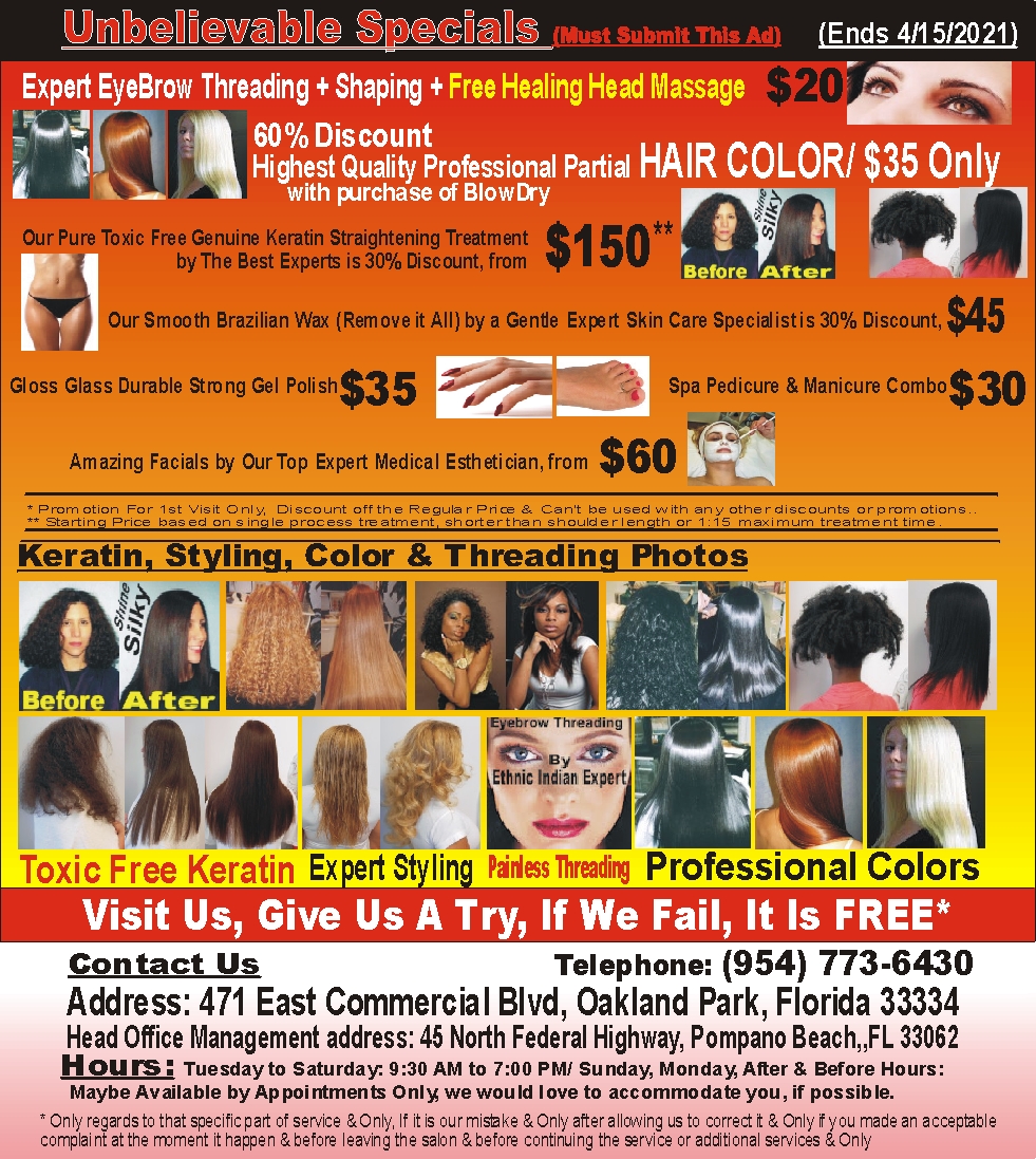 Brazilian Keratin Straightening Treatment Salon Spa Bikini Wax Color